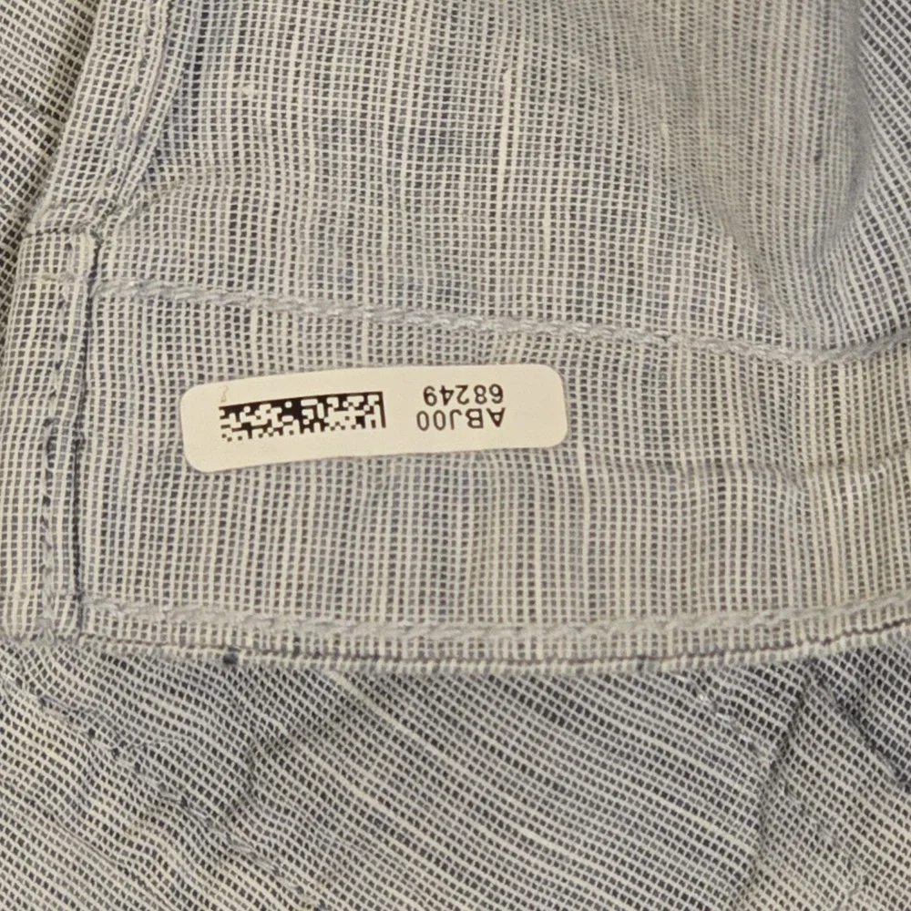 J.Crew Irish Linen Shirt Baird McNutt Small Blue White Short‎ Sleeve NWOT
